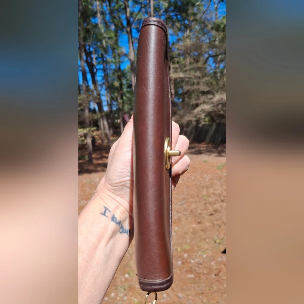 Vintage 90's Coach Brown Glove Tanned Leather Turnlock Case Clutch Pouch #7171 - Picture 7 of 12